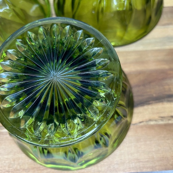 Vintage Anchor Hocking  Olive/Emerald Green Pedestal Compote/Bowl Set of 3! - Picture 8 of 9